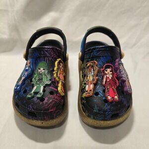 Kids Rainbow High Crocs Clogs Charm Glitter Gold Strap Size C11